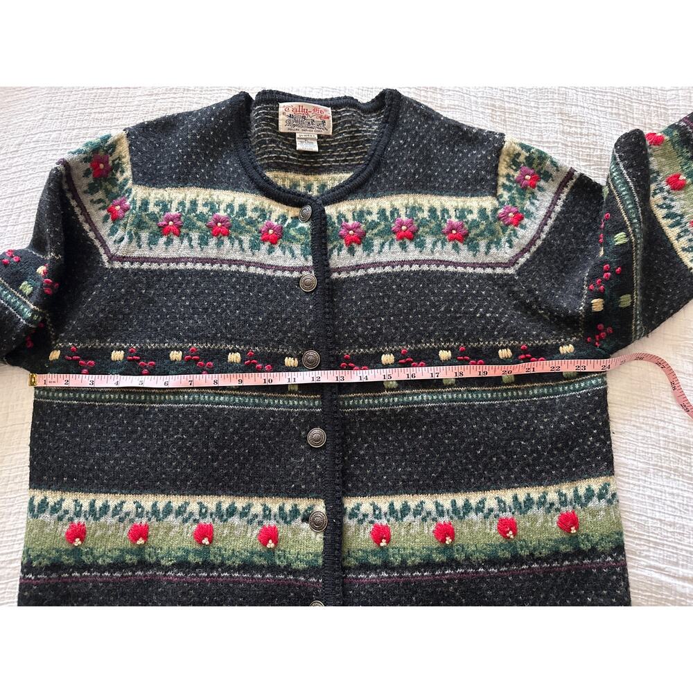 Vintage‎ Tally-Ho Creation Floral Wool Cardigan XL Cottagecore Grannycore - Picture 5 of 7